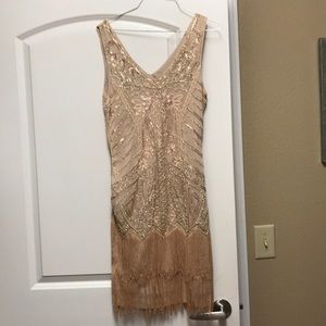 Peach/Creme sequin 20s dress